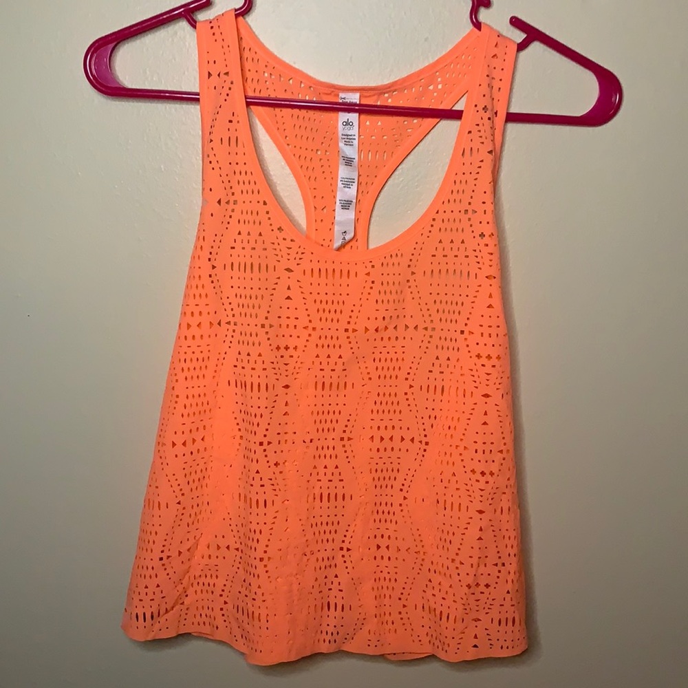 Laser cut neon orange yoga tank